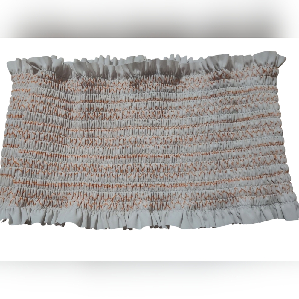 Ruffled Cream and Tan Tube Top Size Large